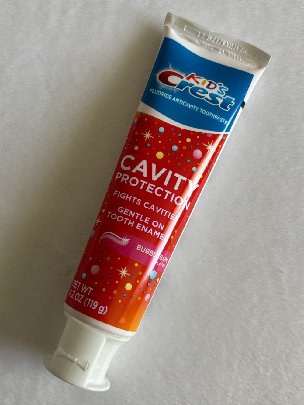Kids Crest cavity protection bubble gum toothpaste